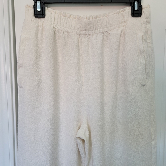 Soft Surroundings Mirage Embroidered Wide Leg Pants Cream With Red Trim Size Med - Picture 3 of 13